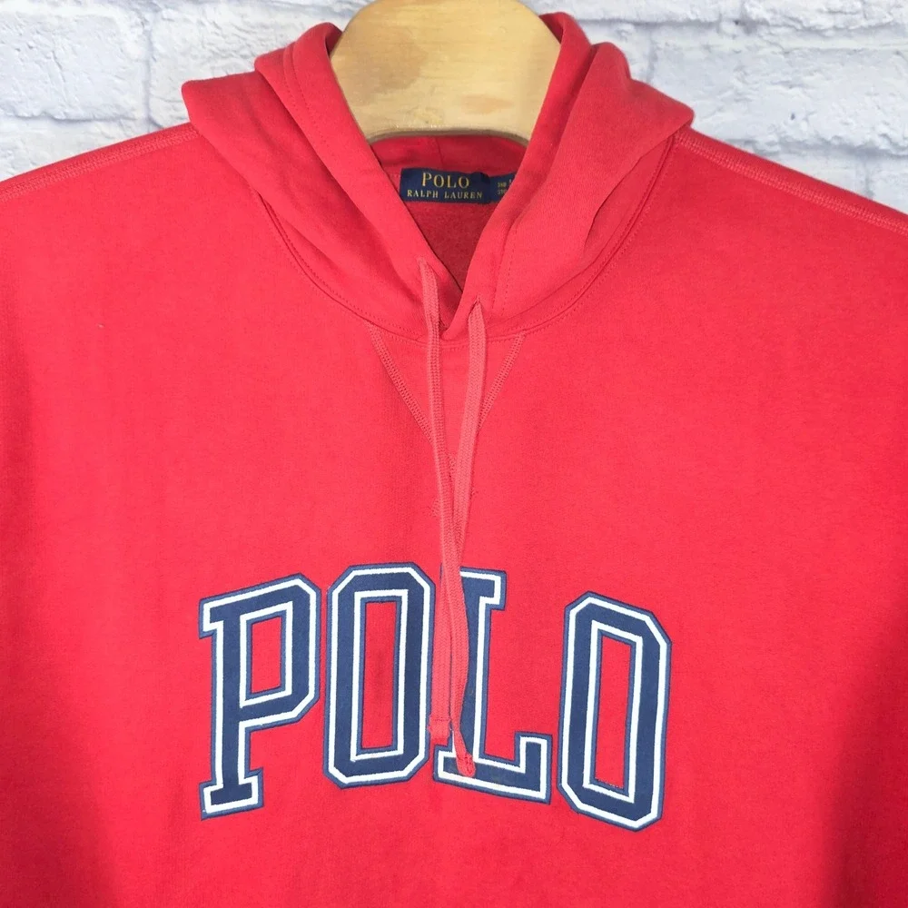 Polo Ralph Lauren Men Hoodie Red Long Sleeve Pullover Logo Sweatshirt 3XB BIG